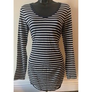 Women's Gap Maternity Blue White Long Sleeve Adjustable Cotton Blend Top Shirt